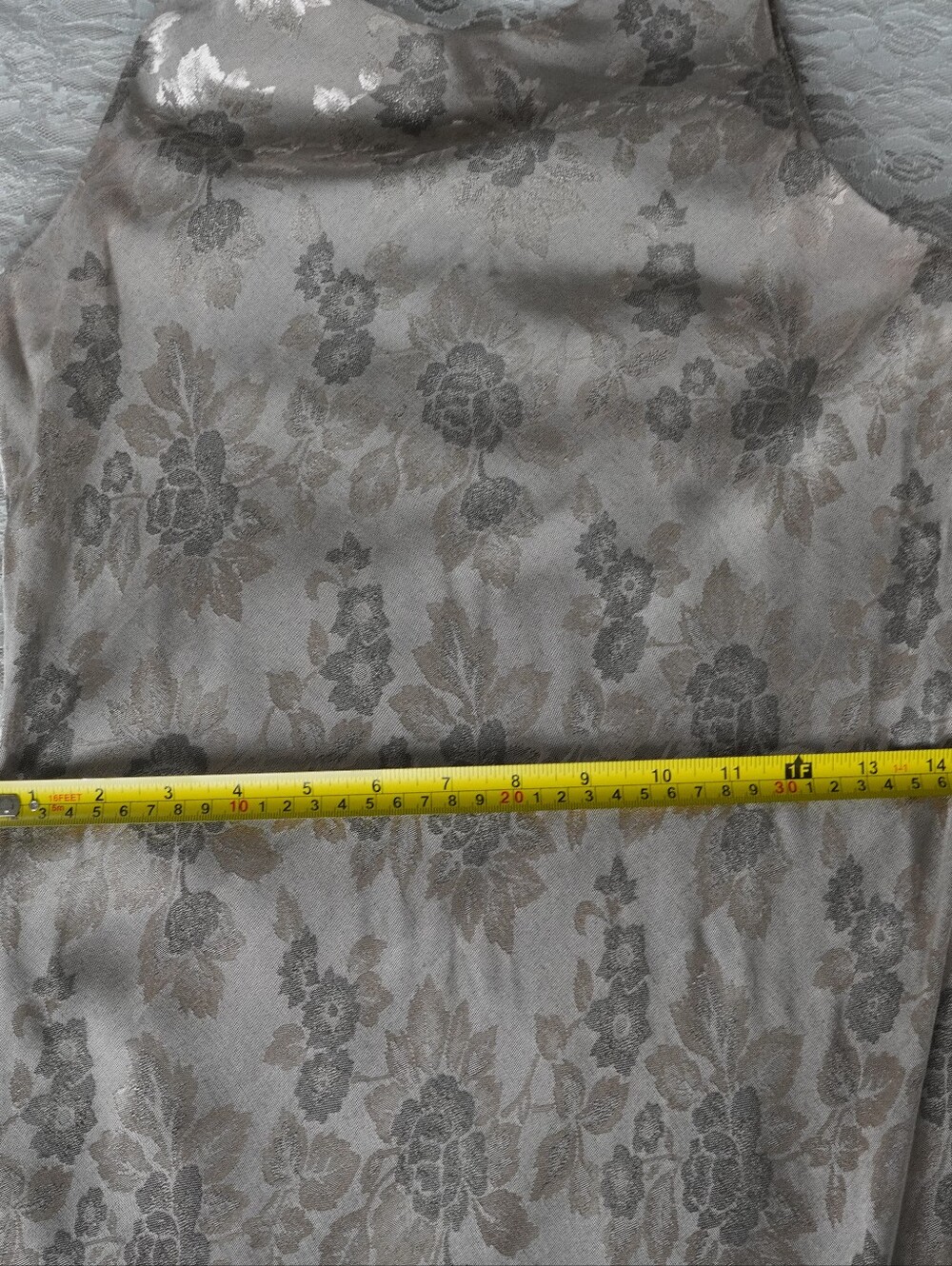 CDC Champagne Floral Jacquard Maxi Dress Cowl Back Vintage 90s Size 6 - Picture 7 of 8
